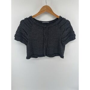 Alberta Ferretti Bolero Cardigan Sz 6 Cropped 3D Floral Appliqués MSRP $595 **